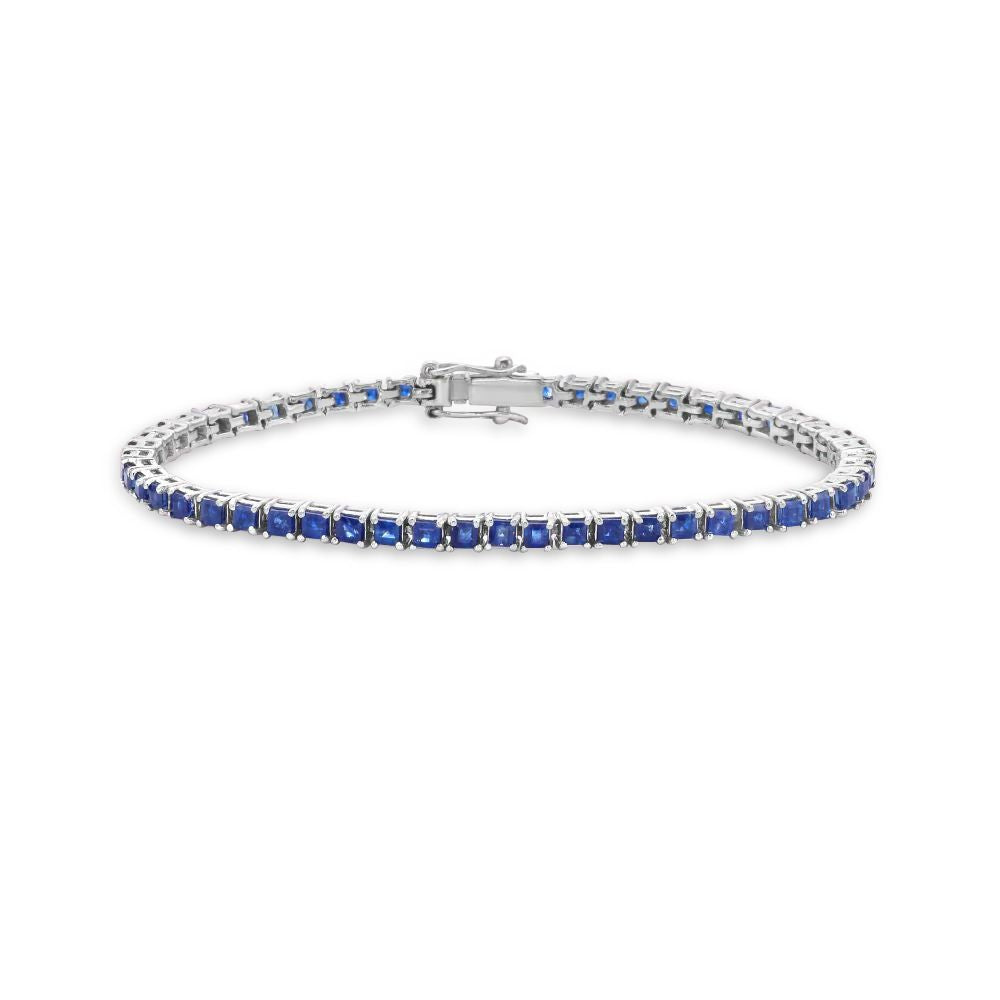 Princess Cut Blue Sapphire Tennis Bracelet (4.75 ct. ) 4-Prongs Setting in 14K Gold