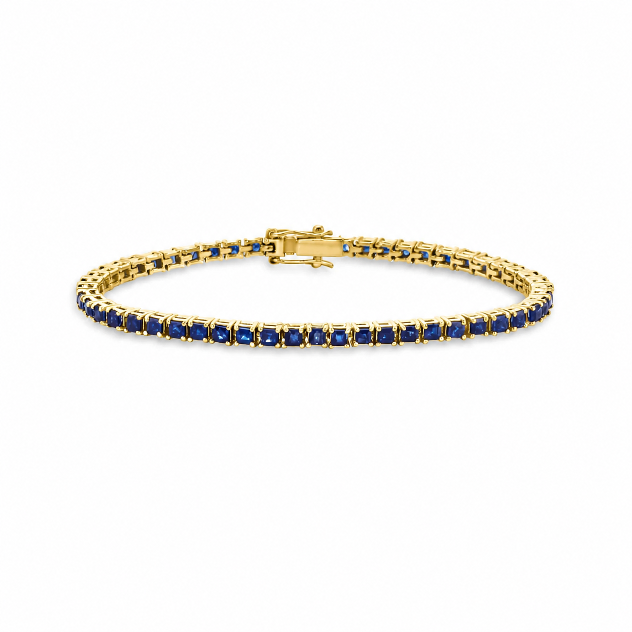 Princess Cut Blue Sapphire Tennis Bracelet (4.75 ct. ) 4-Prongs Setting in 14K Gold