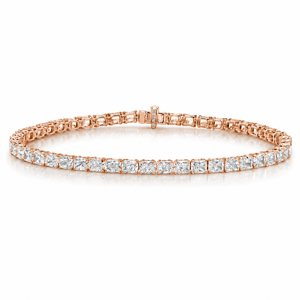Radiant Cut Diamond Tennis Bracelet (9.75 ct.) 4-Prongs Setting in 18K Gold