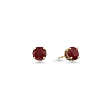 Red Ruby Round Shape Studs Earrings (2.00 ct.) in 14K Gold