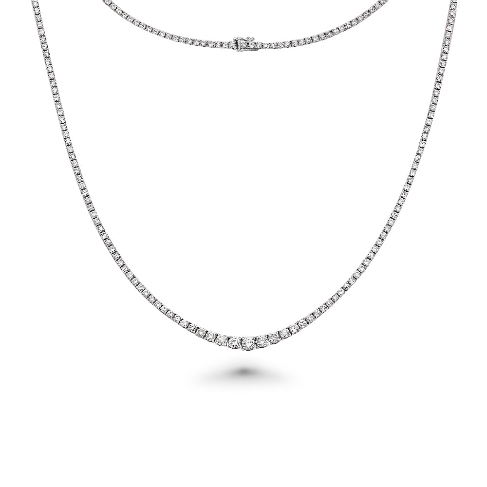 Riviera Diamond Tennis Necklace (17.50 ct.) 4-Prongs Setting in 14K Gold