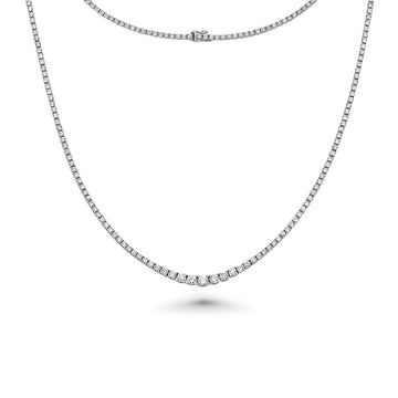 Riviera Diamond Tennis Necklace (5.00 ct.) 1.8 mm to 3.60 mm 4-Prongs Setting in 14K Gold7