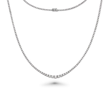 Riviera Diamond Tennis Necklace (7.00 ct.) 2 mm to 4.5 mm 4-Prongs Setting in 14K Gold