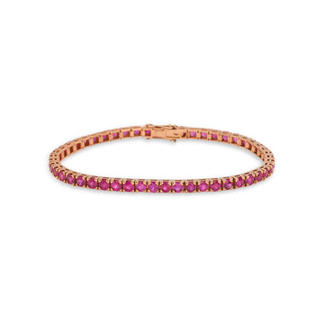 Ruby Tennis Bracelet (7.50 ct.) 4-Prongs Setting in 18K Gold, Made in Italy