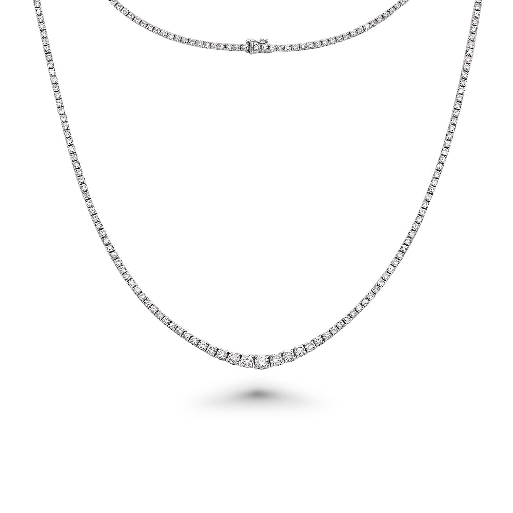 Showroom Collection Riviera Diamond Tennis Necklace (7.00 ct.) 2 mm to 4.5 mm 4-Prongs Setting in 14K Gold