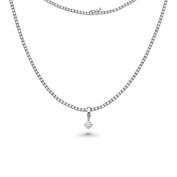 Solitaire Dangling Pendant (0.50 ct.) 5.00 mm in 14K Gold Compatible for Tennis Necklaces