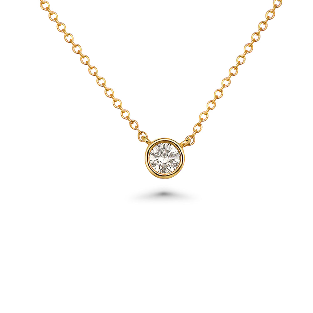 Solitaire Diamond Chain Necklace (0.25 ct.) Bezel Set in 14K Gold