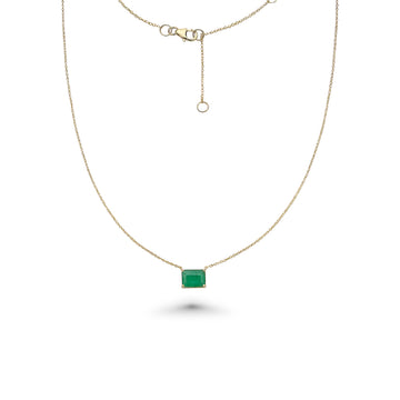 Solitaire Emerald Cut Emerald Necklace (1.35 ct.) in 14K Gold