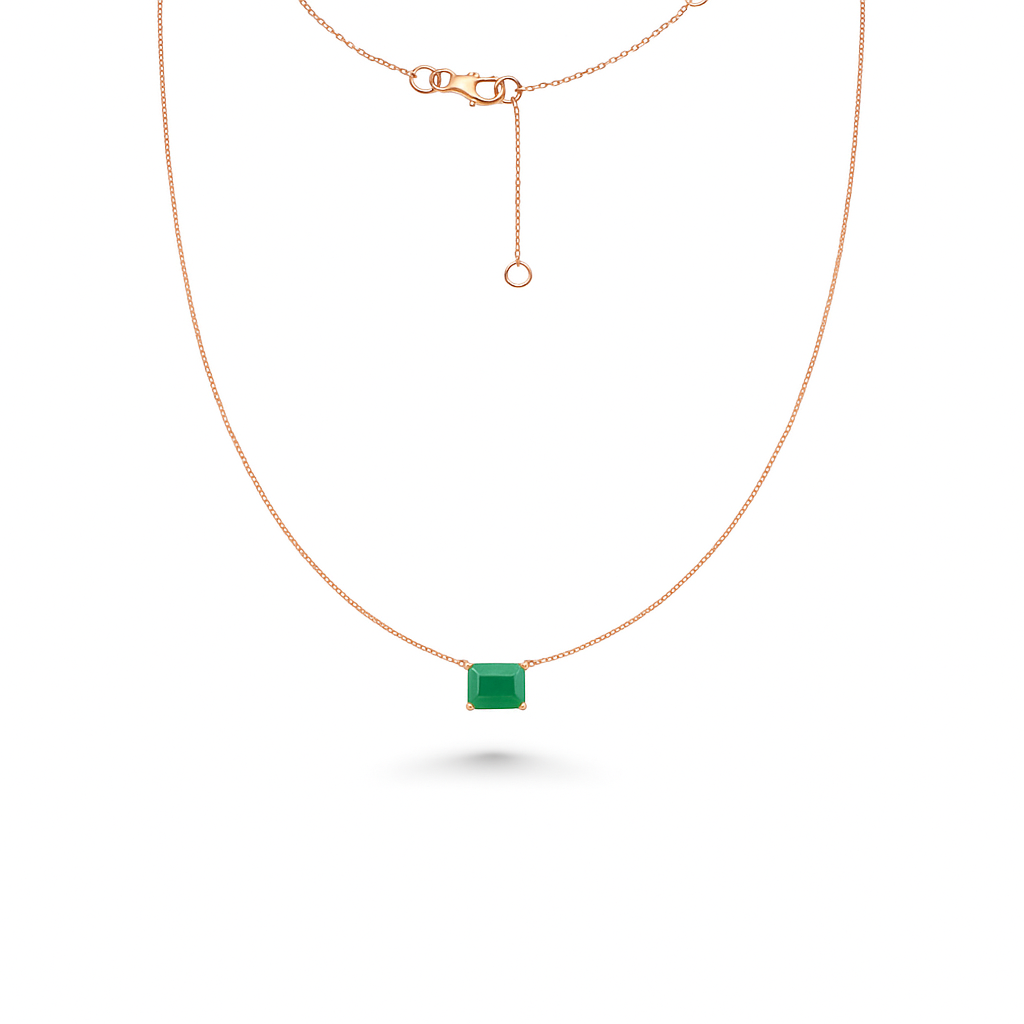 Solitaire Emerald Cut Emerald Necklace (1.35 ct.) in 14K Gold
