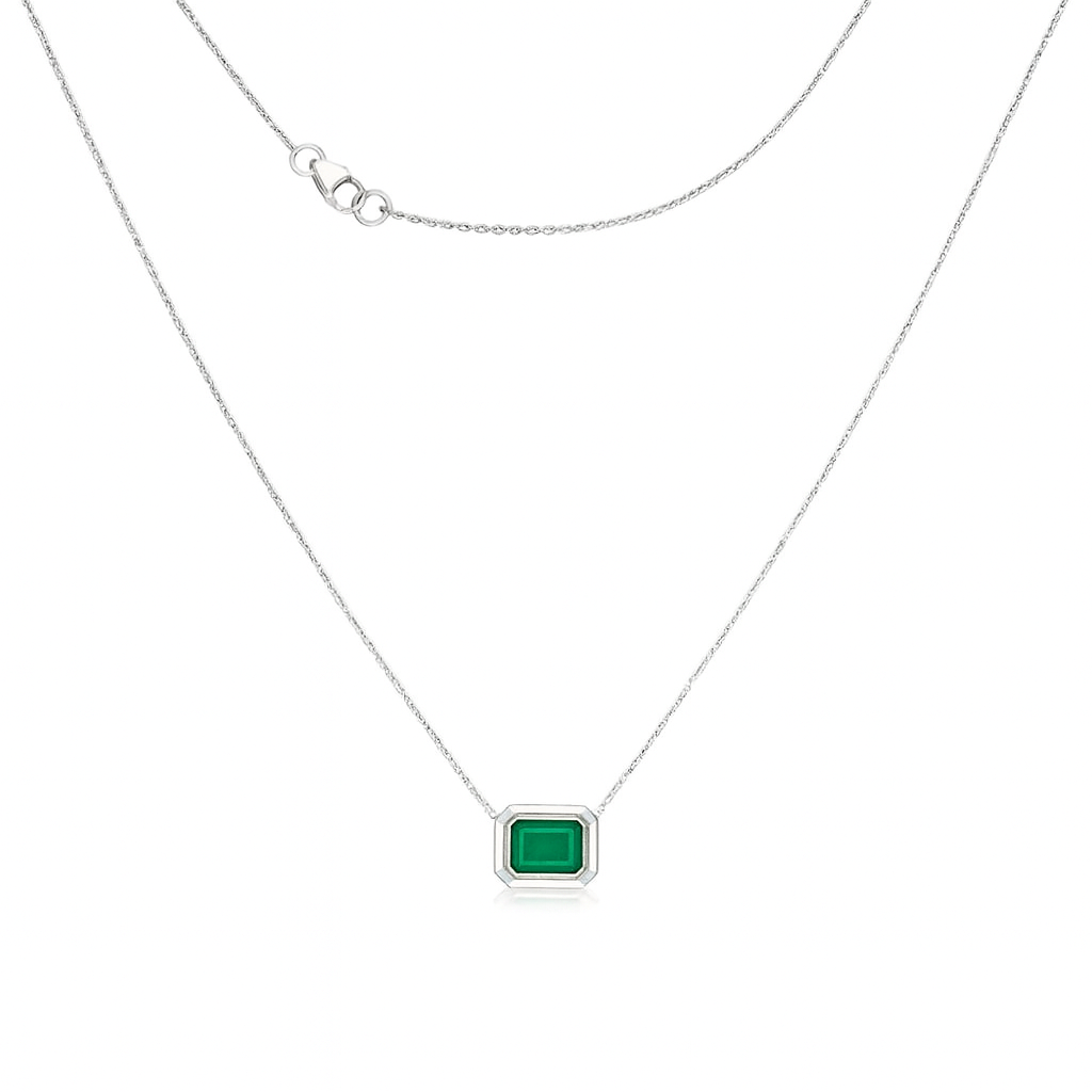 Solitaire Emerald Cut Emerald Necklace (1.70 ct.) in 14K Gold