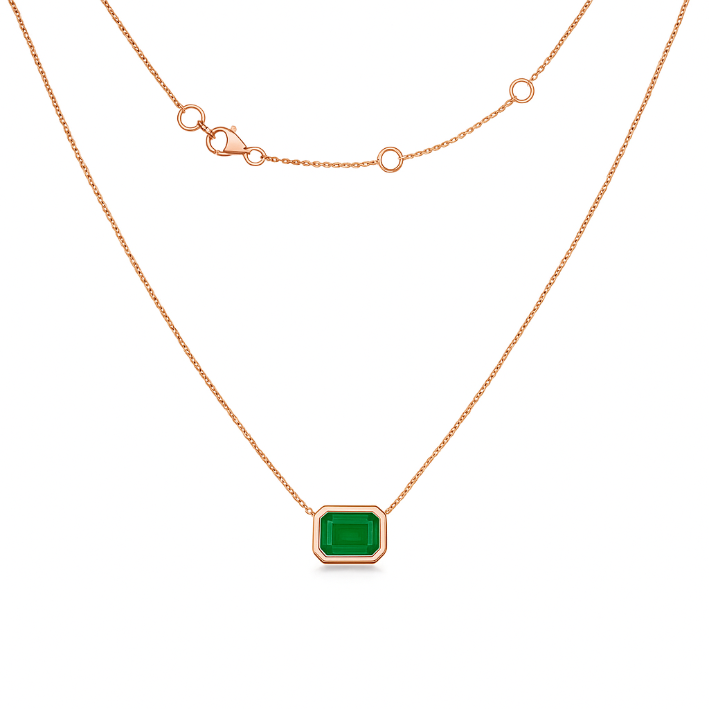 Solitaire Emerald Cut Emerald Necklace (1.70 ct.) in 14K Gold