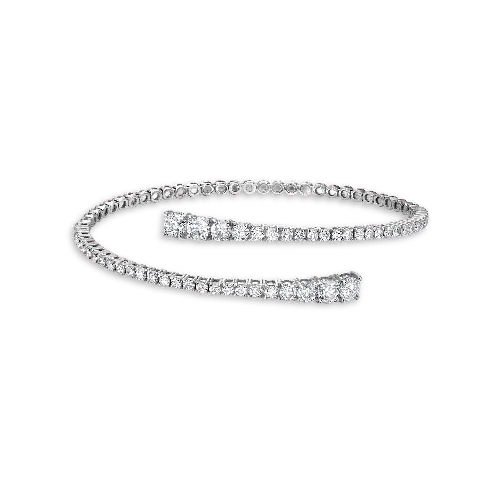 Spiral Flexible Graduated Diamond Bangle Bracelet (3.50 ct.) 4-Prongs Setting in 14K Gold