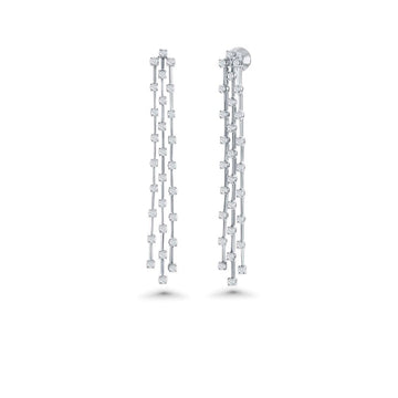 Triple Line Drop Diamond Earrings (2.00 ct.) in 14K Gold