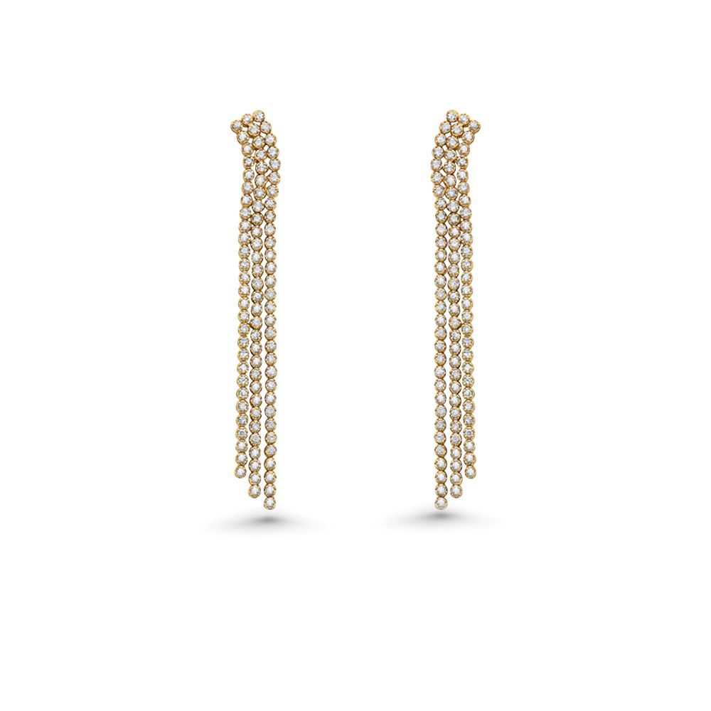 Triple Line Drop Diamond Tennis Earrings (2.00 ct.) in 14K Gold
