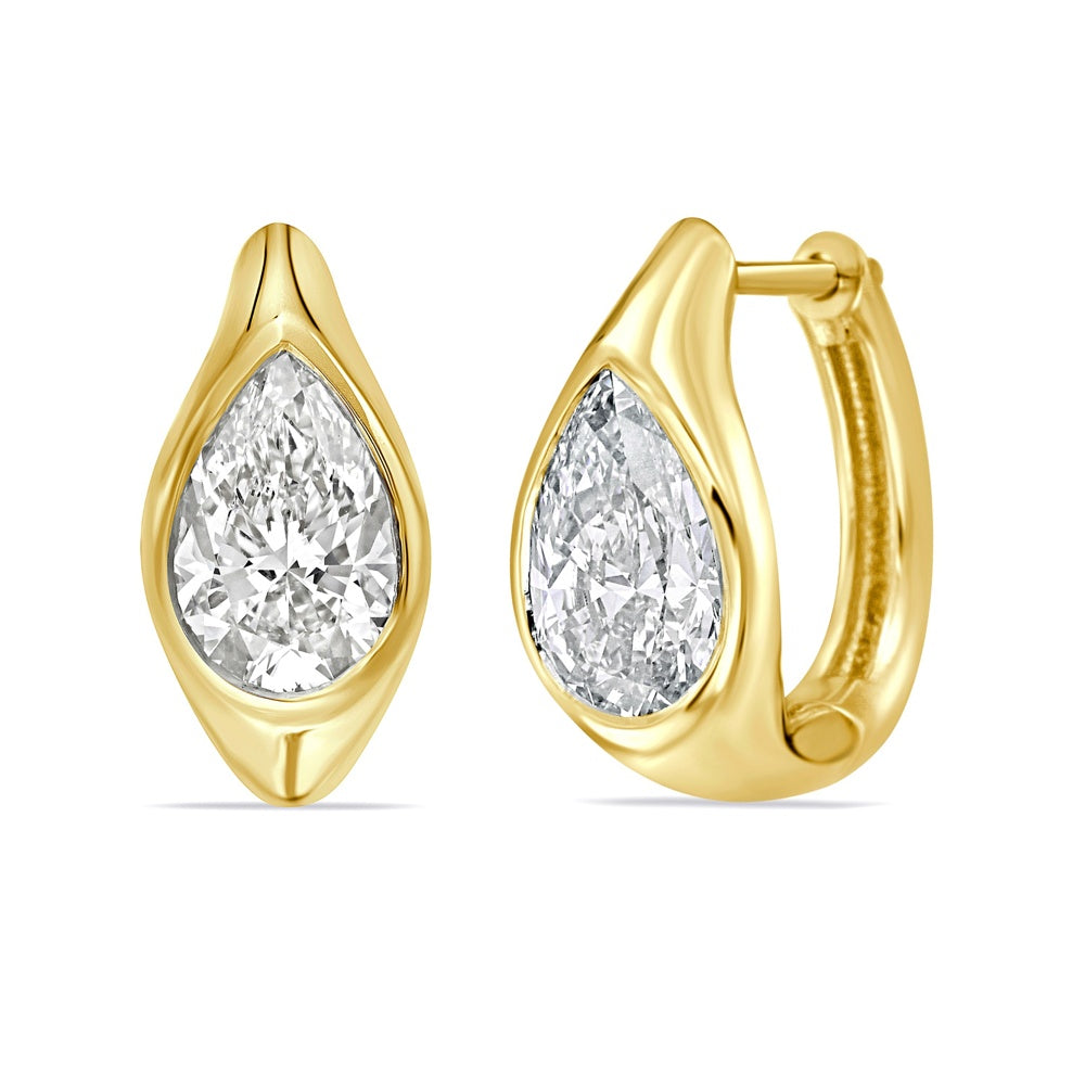 Lab Grown Diamond Pear Huggies Earrings (2.00 ct.) in 14K Gold
