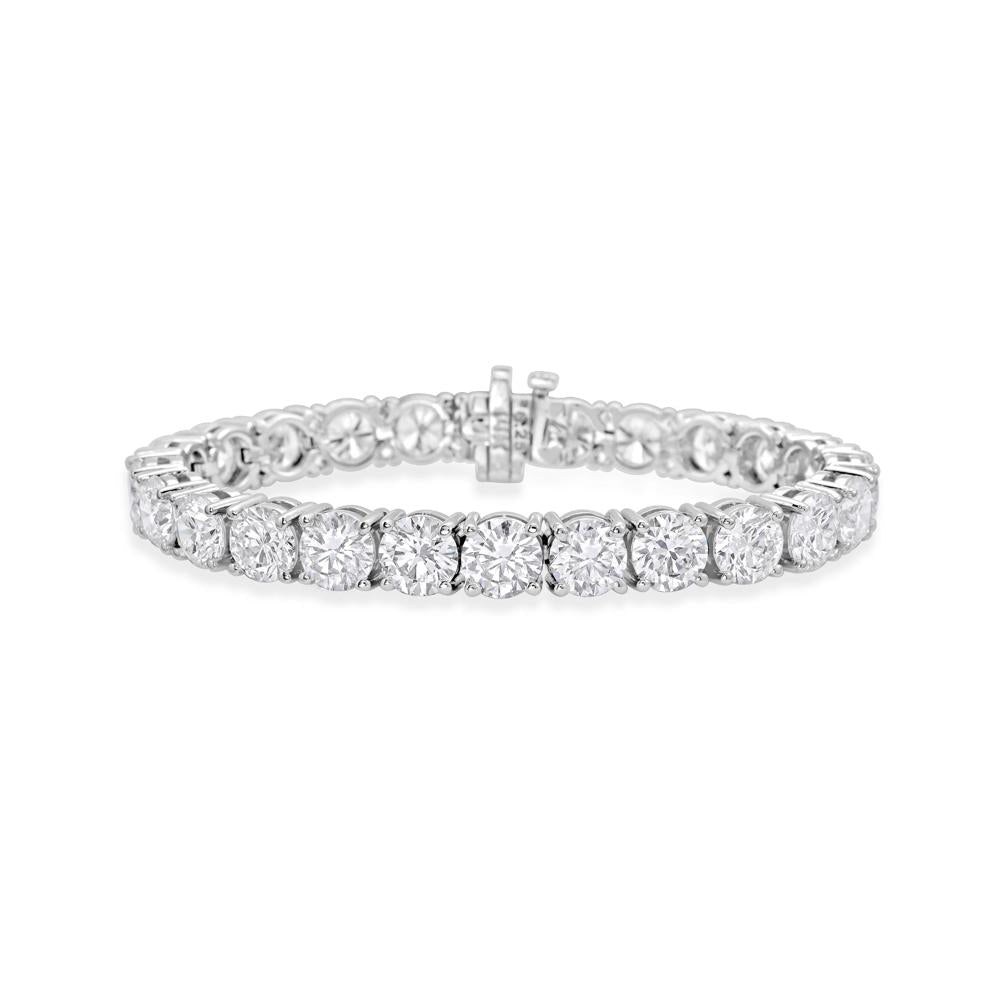 Lab Grown Diamond Tennis Bracelet (28.00 ct.) 6.00mm 4-Prongs Setting in 14K Gold - 1 CARAT A STONE TENNIS BRACELET