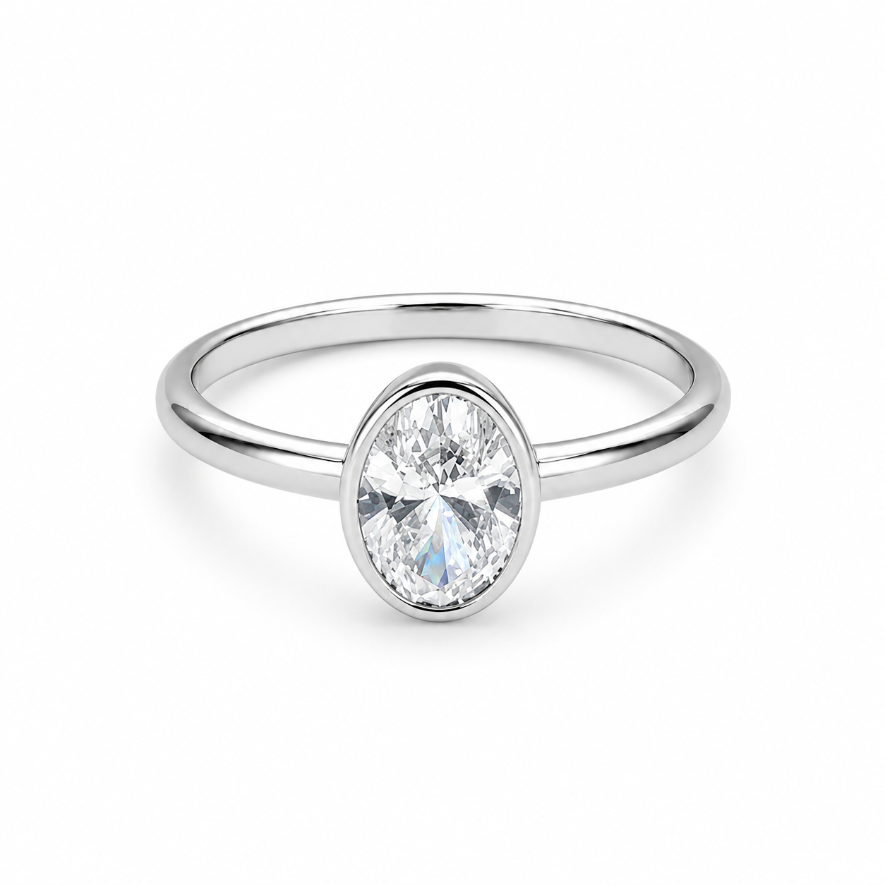 Lab Grown Diamond (1.00 ct.) Oval Cut North-South Bezel Setting Ring 14K Gold