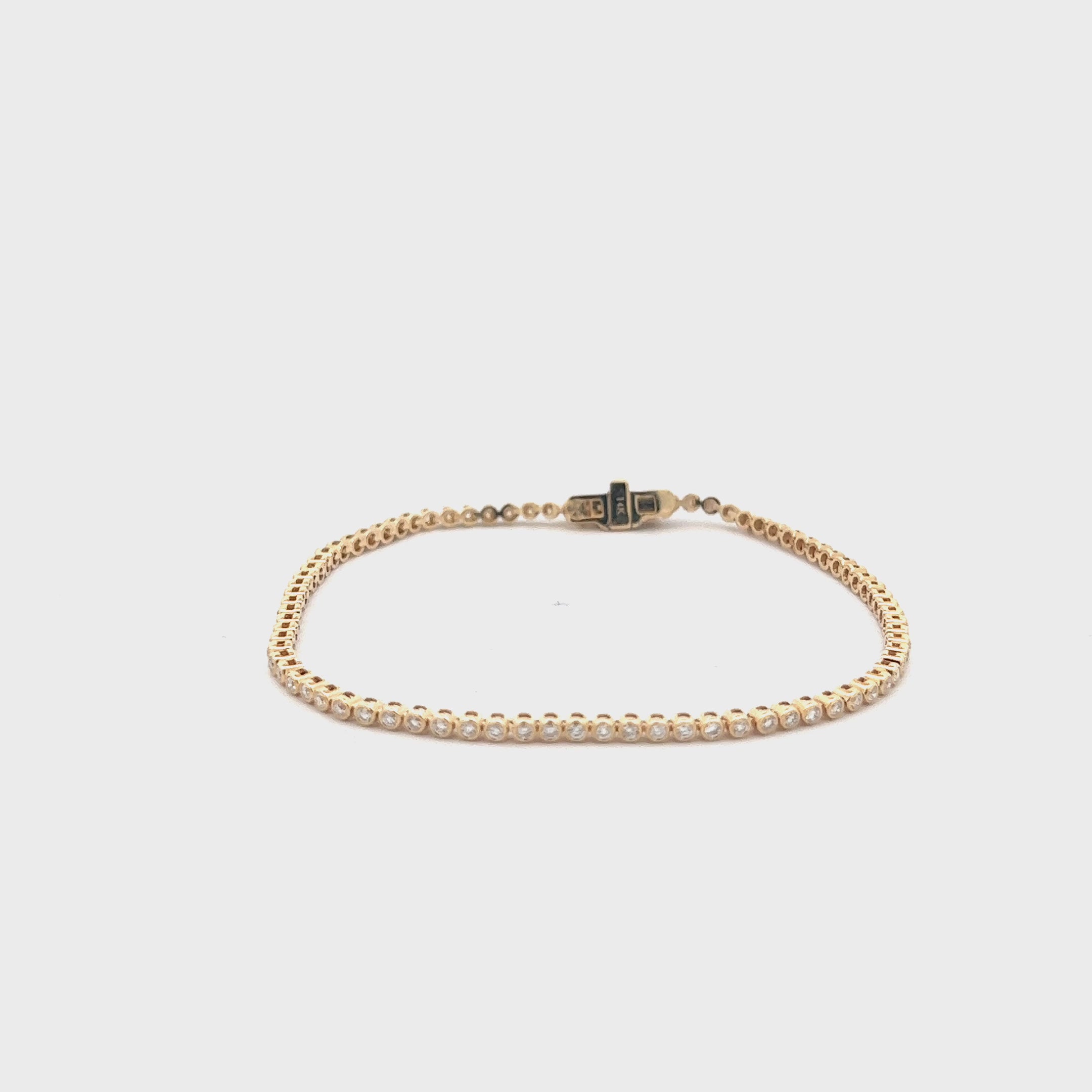 Diamond Tennis Bracelet (1.00 ct.) Bezel Setting in 14K Gold