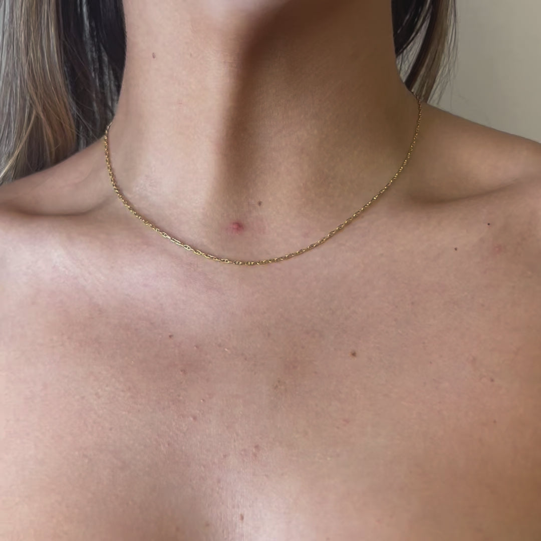 Dainty Mariner Curb Chain Necklace in 14K Gold