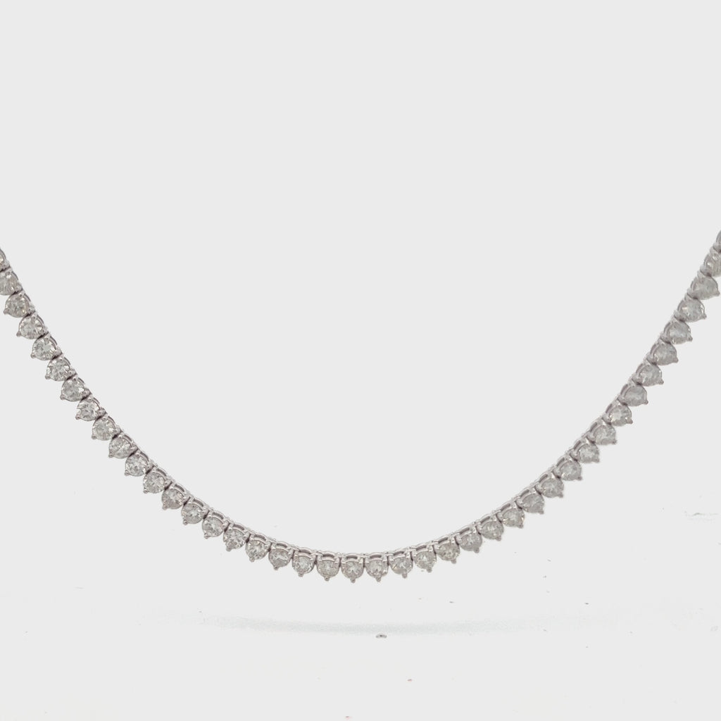 Diamond Tennis Necklace (13.00 ct.) 3 mm 3-Prongs Setting in 14K Gold