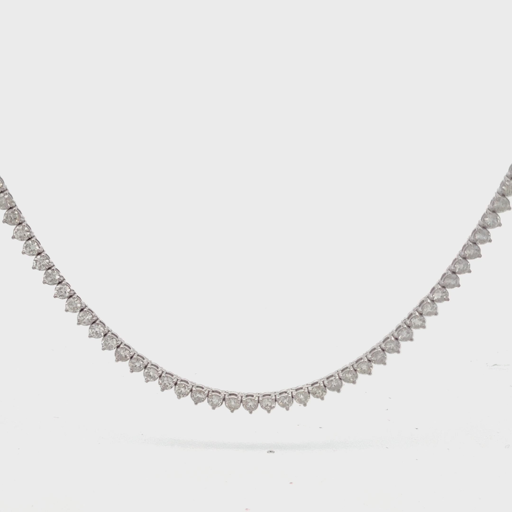 Diamond Tennis Necklace (13.00 ct.) 3 mm 3-Prongs Setting in 14K Gold
