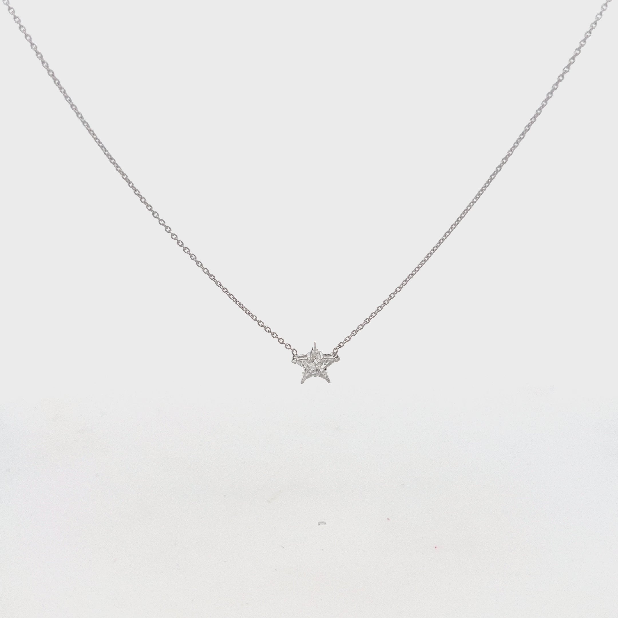 Pie Cut Diamond Star Shape Pendant Necklace (0.20 ct.) in 14K Gold