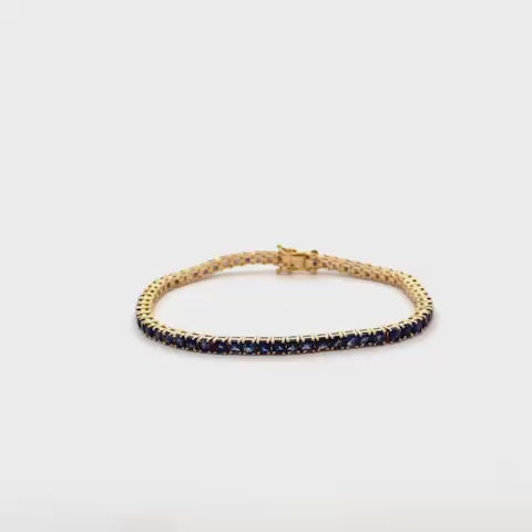 Princess Cut Blue Sapphire Tennis Bracelet (4.75 ct. ) 4-Prongs Setting in 14K Gold