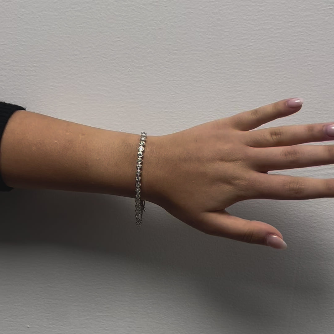 Diamond Tennis Bracelet (6.75 ct.) Bezel Setting in 14K Gold