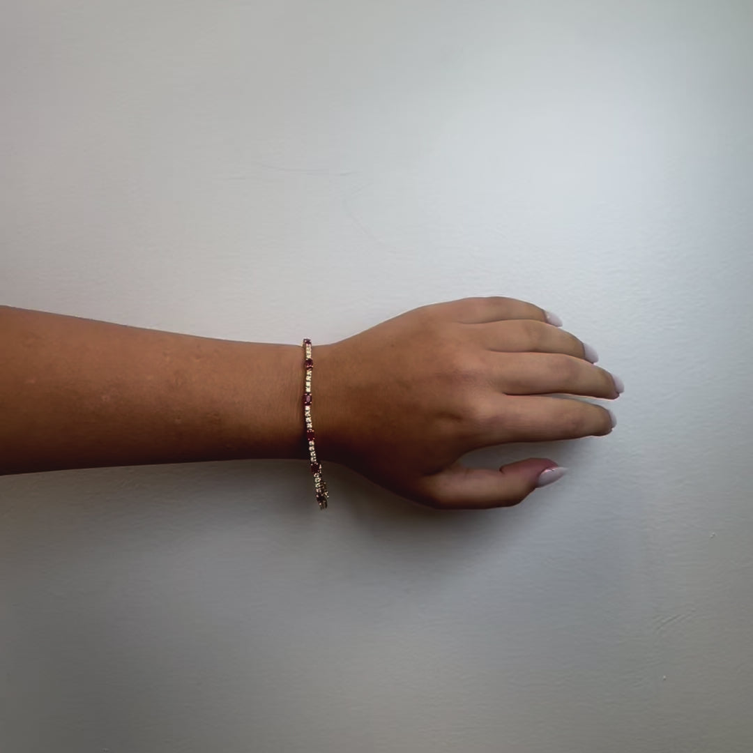 Alternate Diamond & Oval Ruby Tennis Bracelet (5.45 ct.) 4-Prongs Setting in 14K Gold