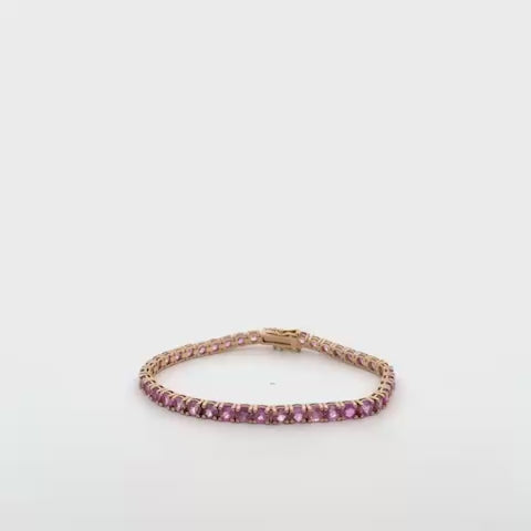 Pink Sapphires Tennis Bracelet (9.00 ct.) 4-Prongs Setting in 14K Gold