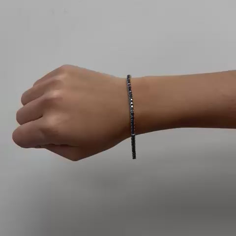 Princess Cut Blue Sapphire Tennis Bracelet (4.75 ct. ) 4-Prongs Setting in 14K Gold