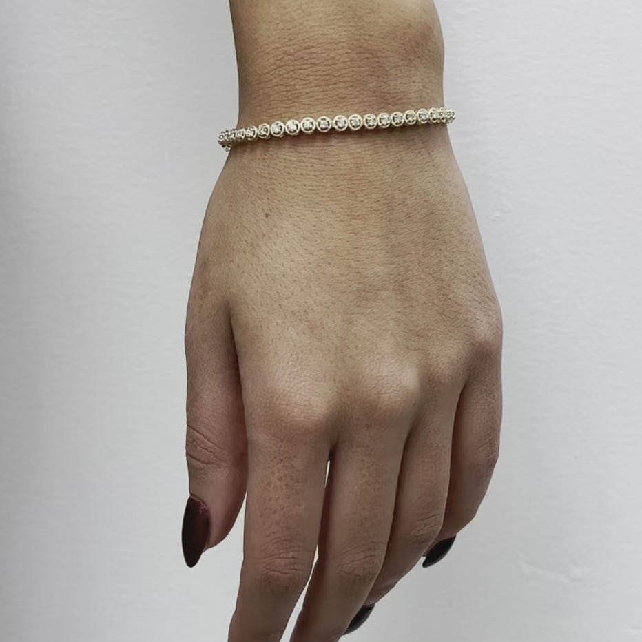 Diamond Tennis Bracelet Bezel Multigrain (1.00 ct.) 1.75 mm 4-Prongs Setting in 14K Gold