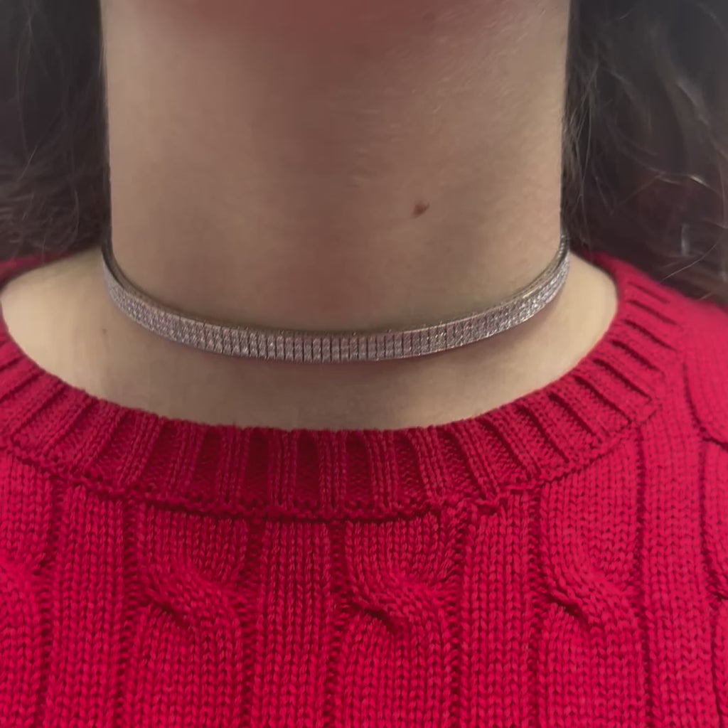 Triple Diamond Choker Necklace (6.00 ct.) 4-Prong Setting in 14K Gold