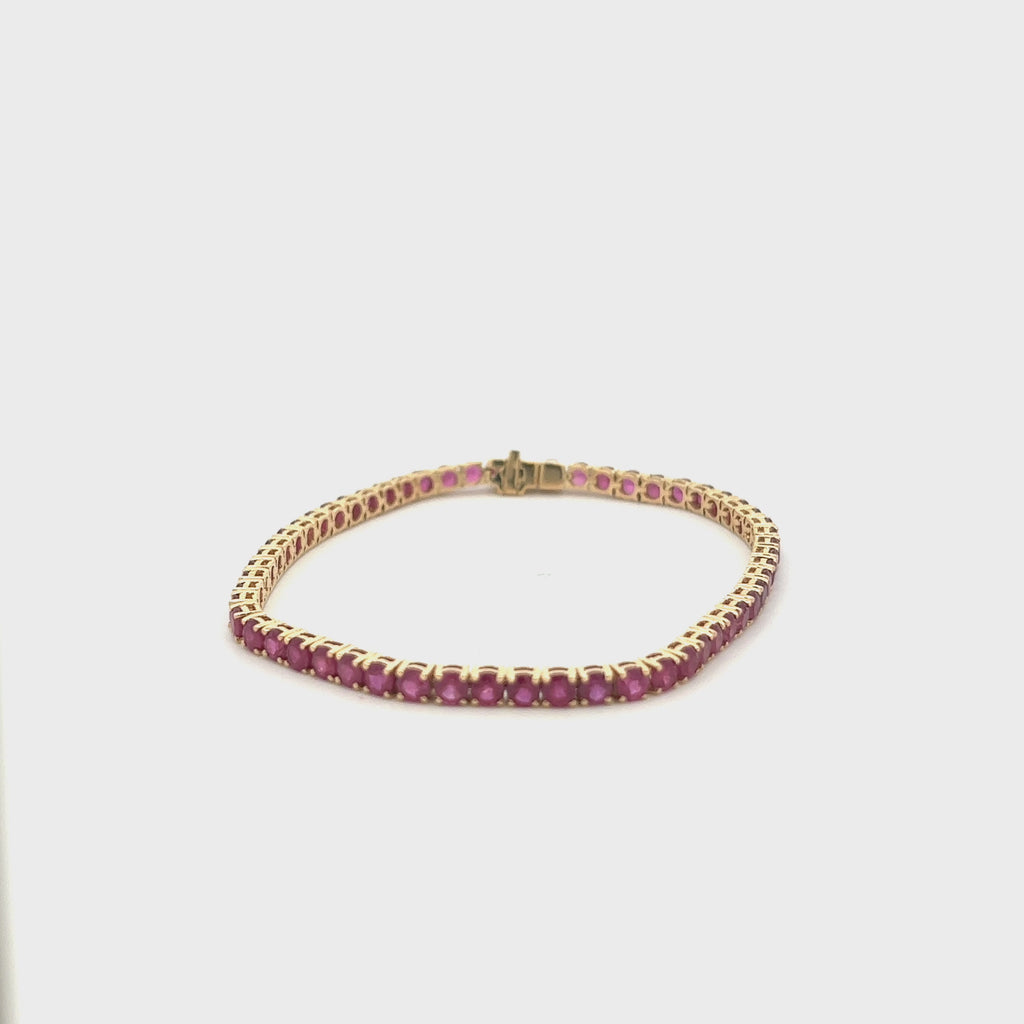 Ruby Tennis Bracelet (9.04 ct.) 3.00mm 4-Prongs Setting in 14K Gold