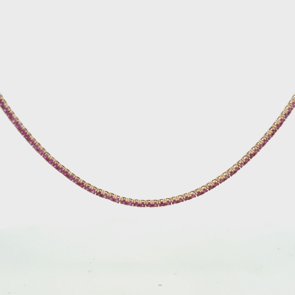 Ready to Ship Light Pink Sapphire Tennis Necklace (5.50 ct.) 4-Prongs Setting in 14K Gold