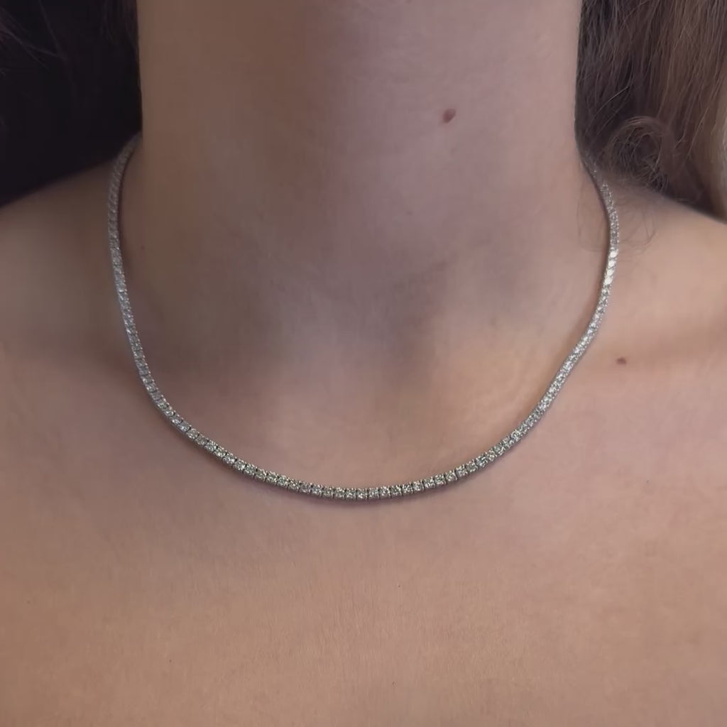 Lab Grown Diamond Tennis Necklace (7.50 ct.) 2.3 mm 4-Prongs Setting in 14K Gold