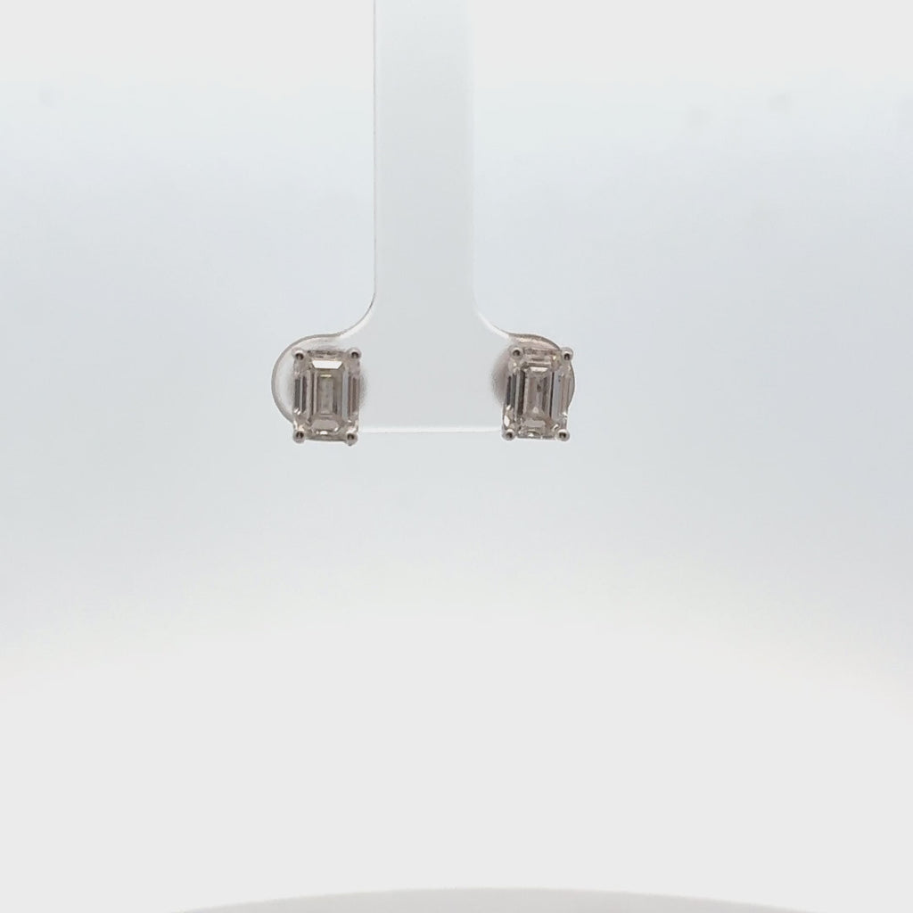 Lab Grown Diamond Emerald Cut Rectangular Studs Earrings (2.00 ct.) in 14K Gold