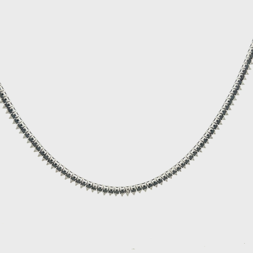 Black & White Diamond Halfway Tennis Choker Necklace (6.15 ct.) in 14K Gold