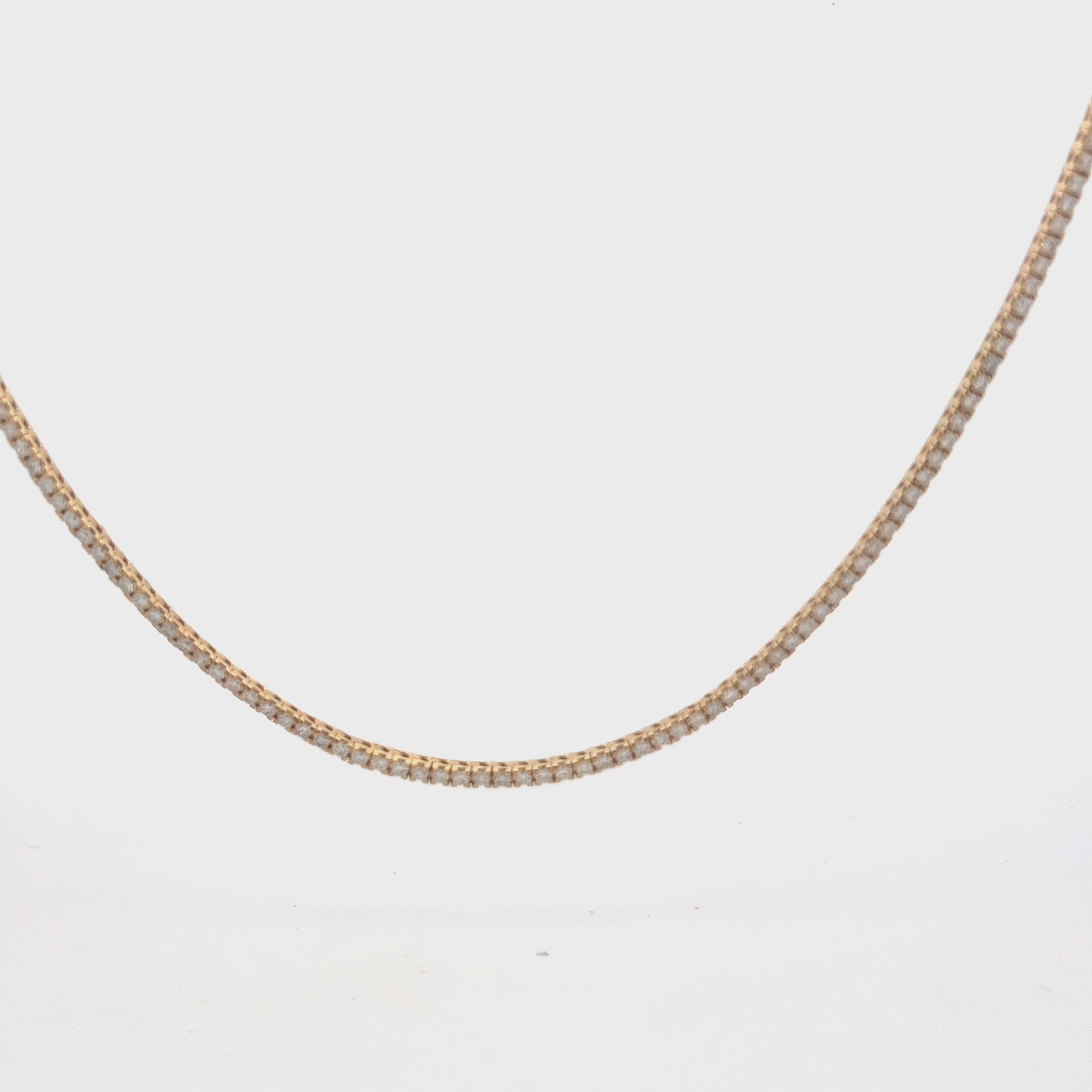 Diamond Tennis Necklace (5.50 ct.) 2.00 mm 4-Prongs Setting in 14K Gold, Made in Italy