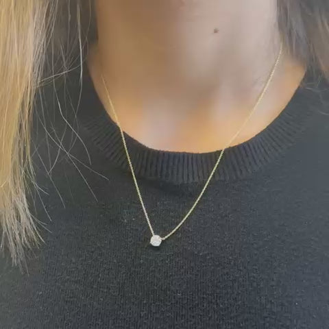 Lab Grown Diamond (0.50 Carats) Round Cut 4-Prongs setting necklace in 14K Gold