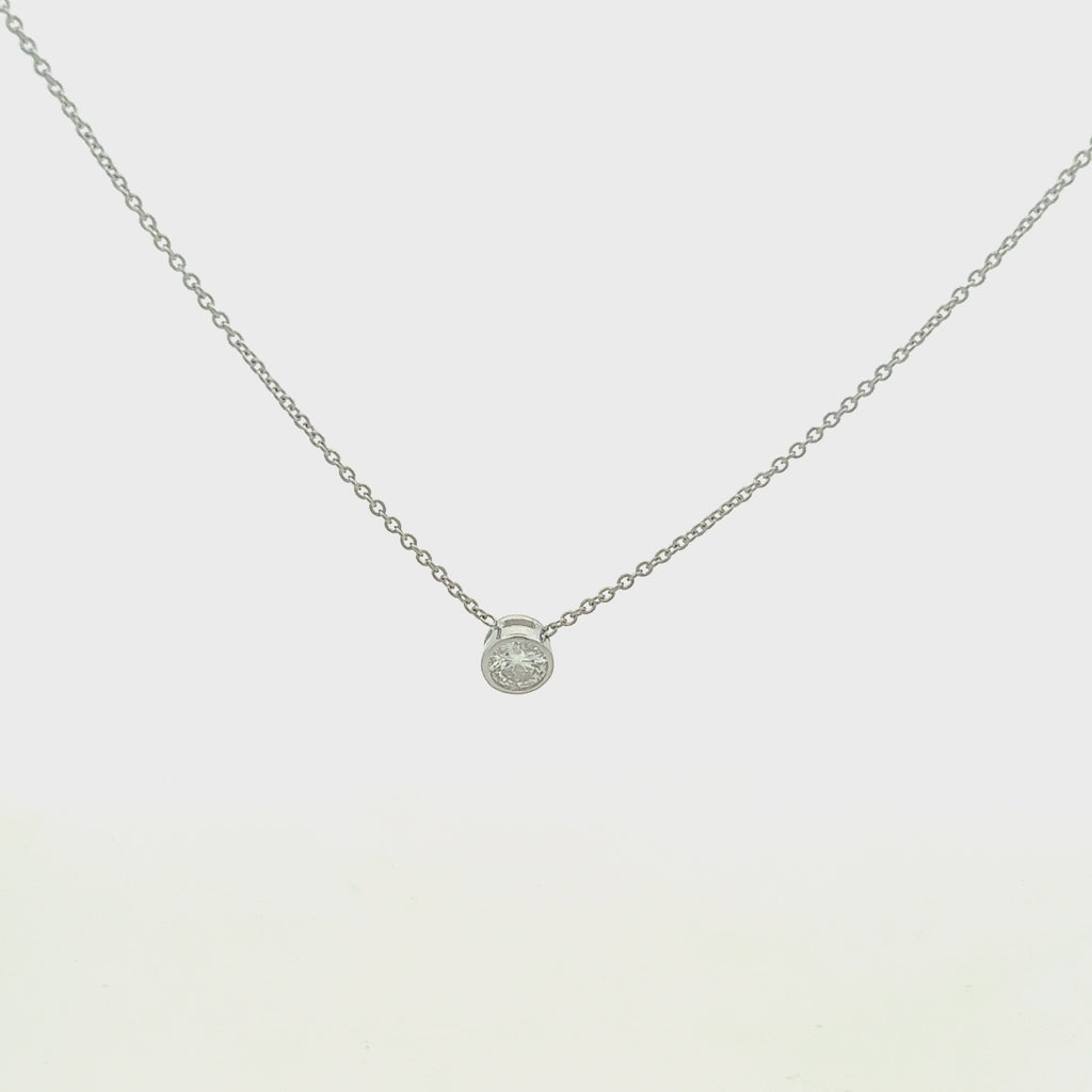 Solitaire Diamond Chain Necklace (0.25 ct.) Bezel Set in 14K Gold