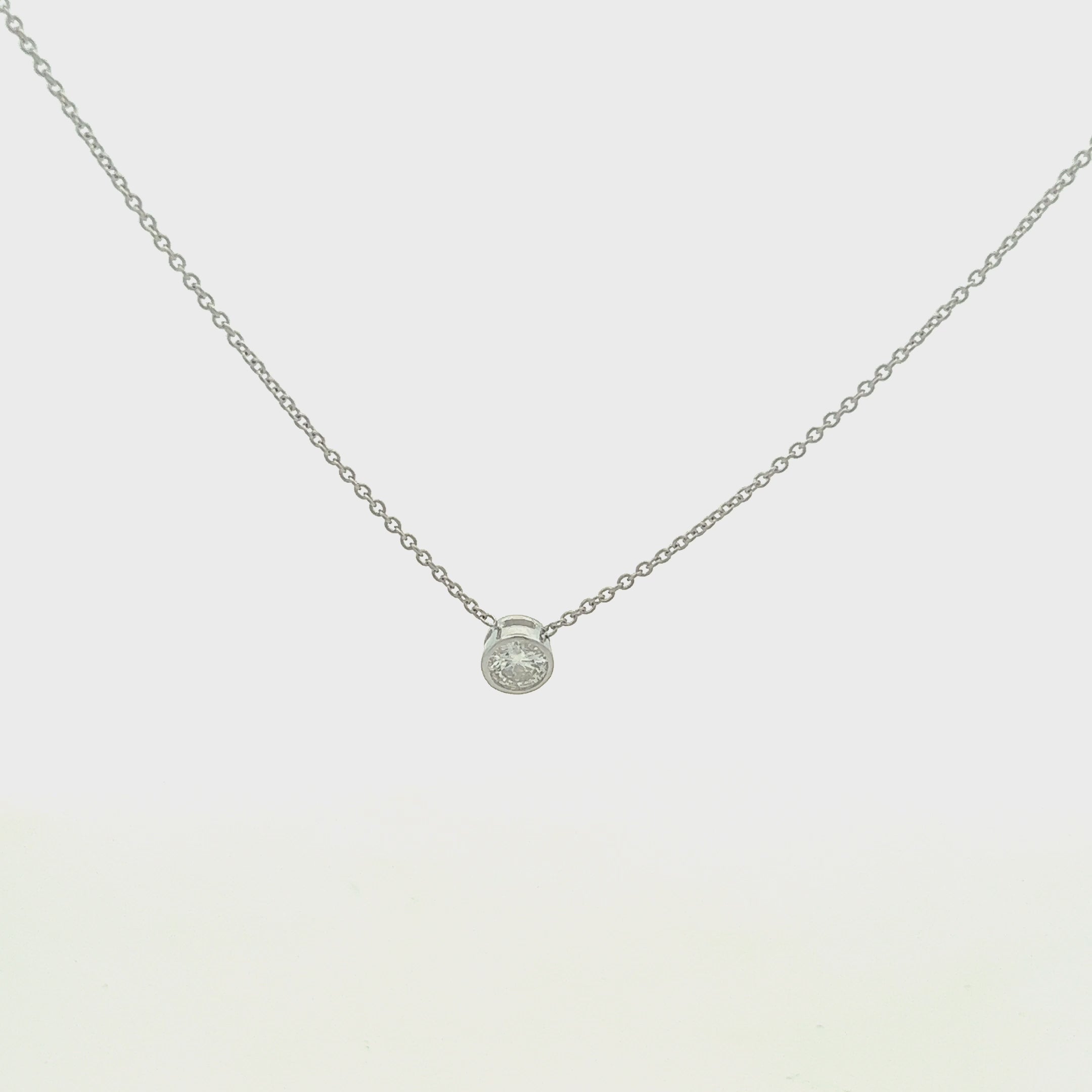 Solitaire Diamond Chain Necklace (0.25 ct.) Bezel Set in 14K Gold