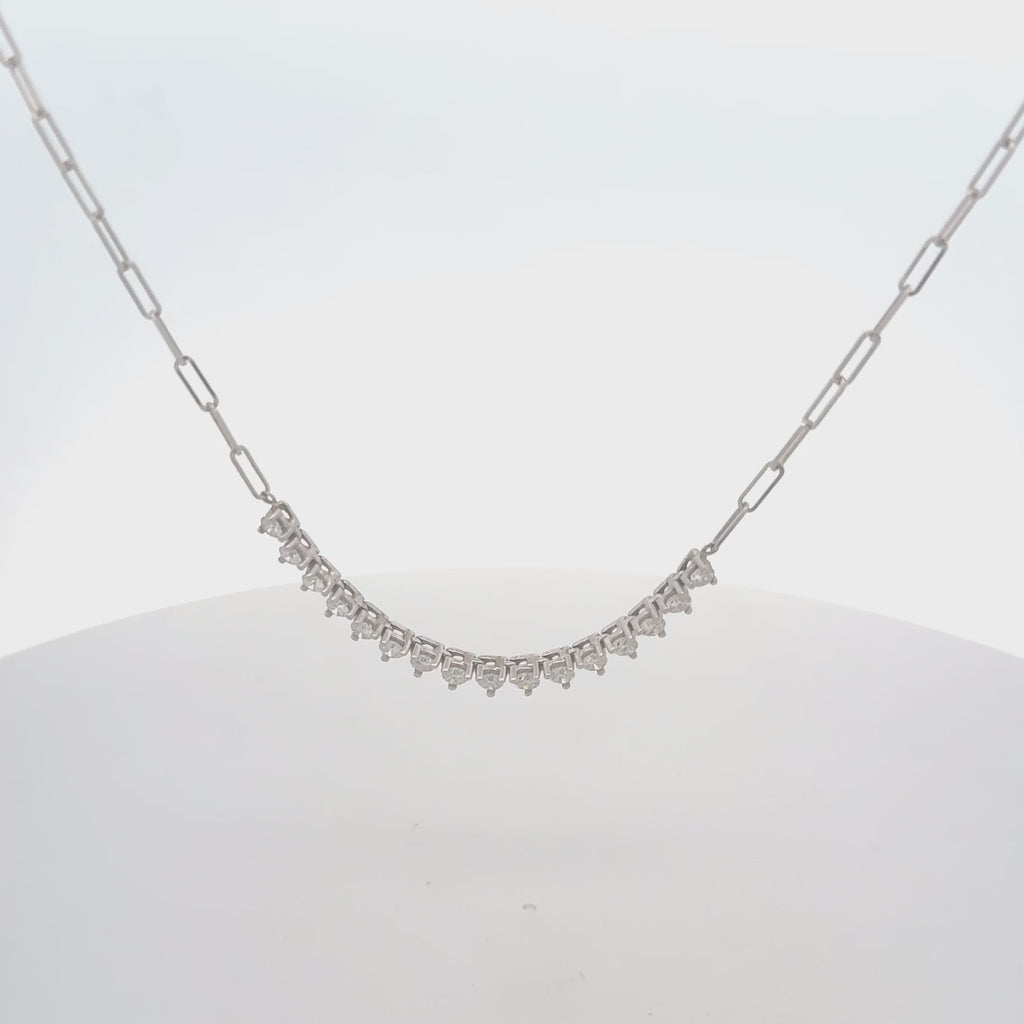 One Of A Kind Paper Clip Chain 3-Prongs Diamond Necklace (1.30 ct.) in 14K Gold