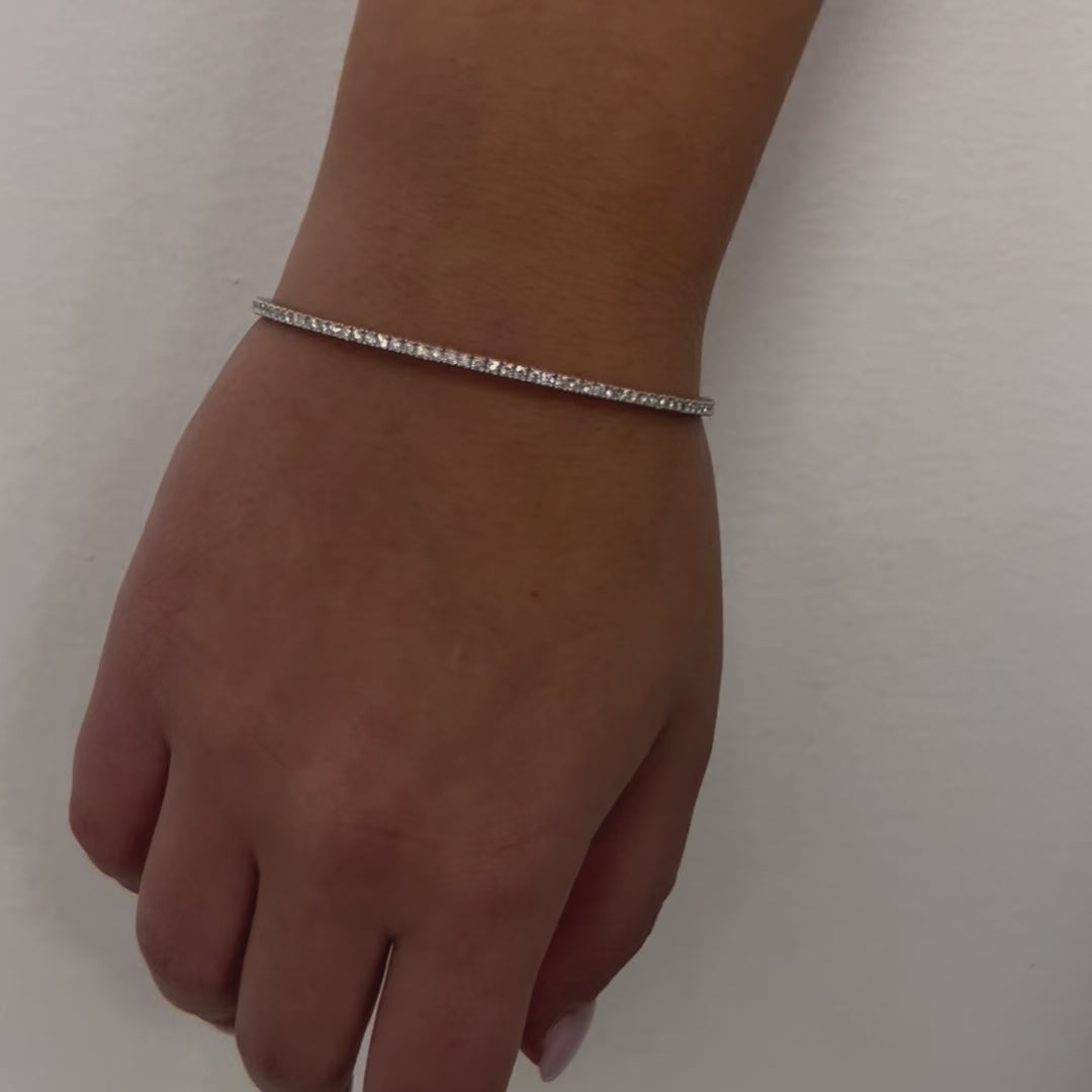 Flexible Diamond Thin Stackable Bangle Bracelet Cuff (1.75 ct.) in 14K Gold