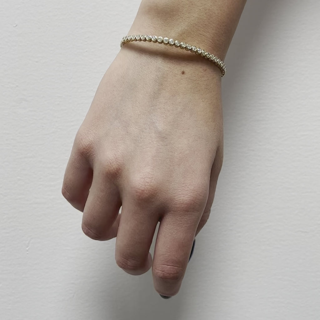 HalfWay Diamond Flexible Bangle Bracelet (1.10 ct.) Bezel Set in 14K Gold