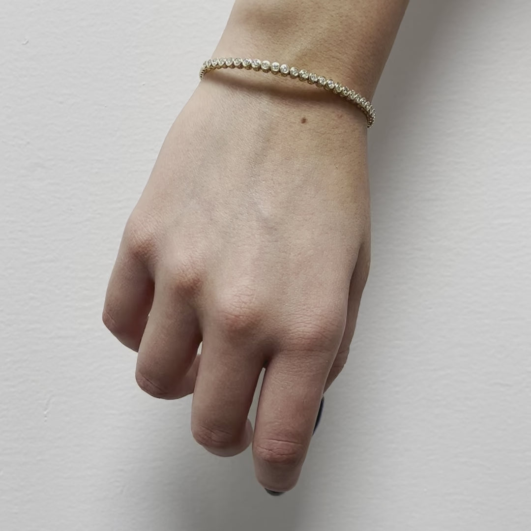 HalfWay Diamond Flexible Bangle Bracelet (1.10 ct.) Bezel Set in 14K Gold