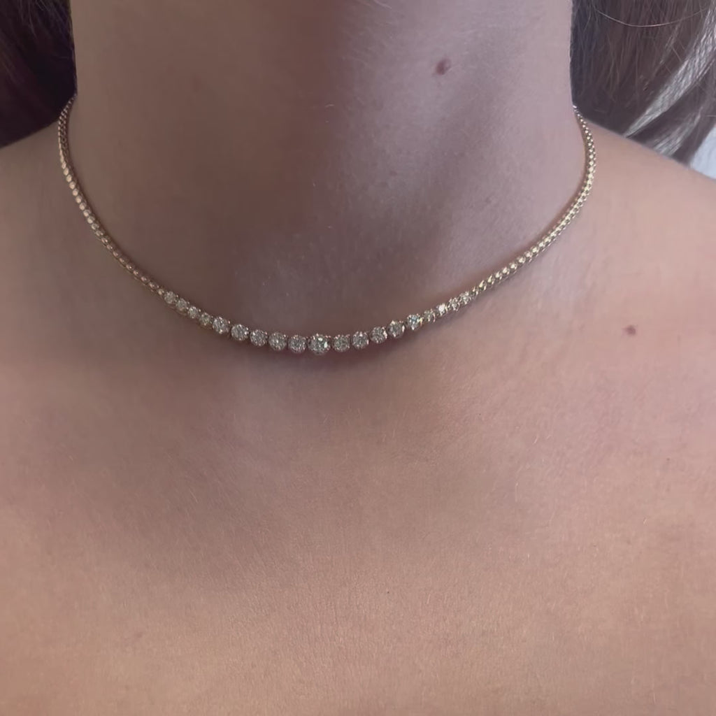 HalfWay Riviera Diamond Tennis Necklace (1.04 ct.) Buttercup Setting in 14K Gold