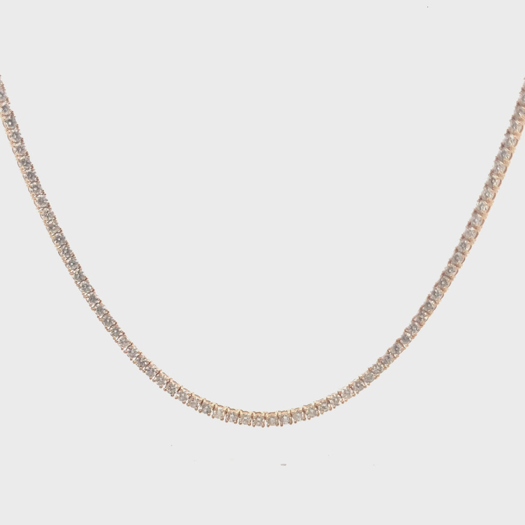 Showroom Collection Diamond Tennis Necklace (13.00 ct.) 3 mm 4-Prongs Setting in 14K Gold