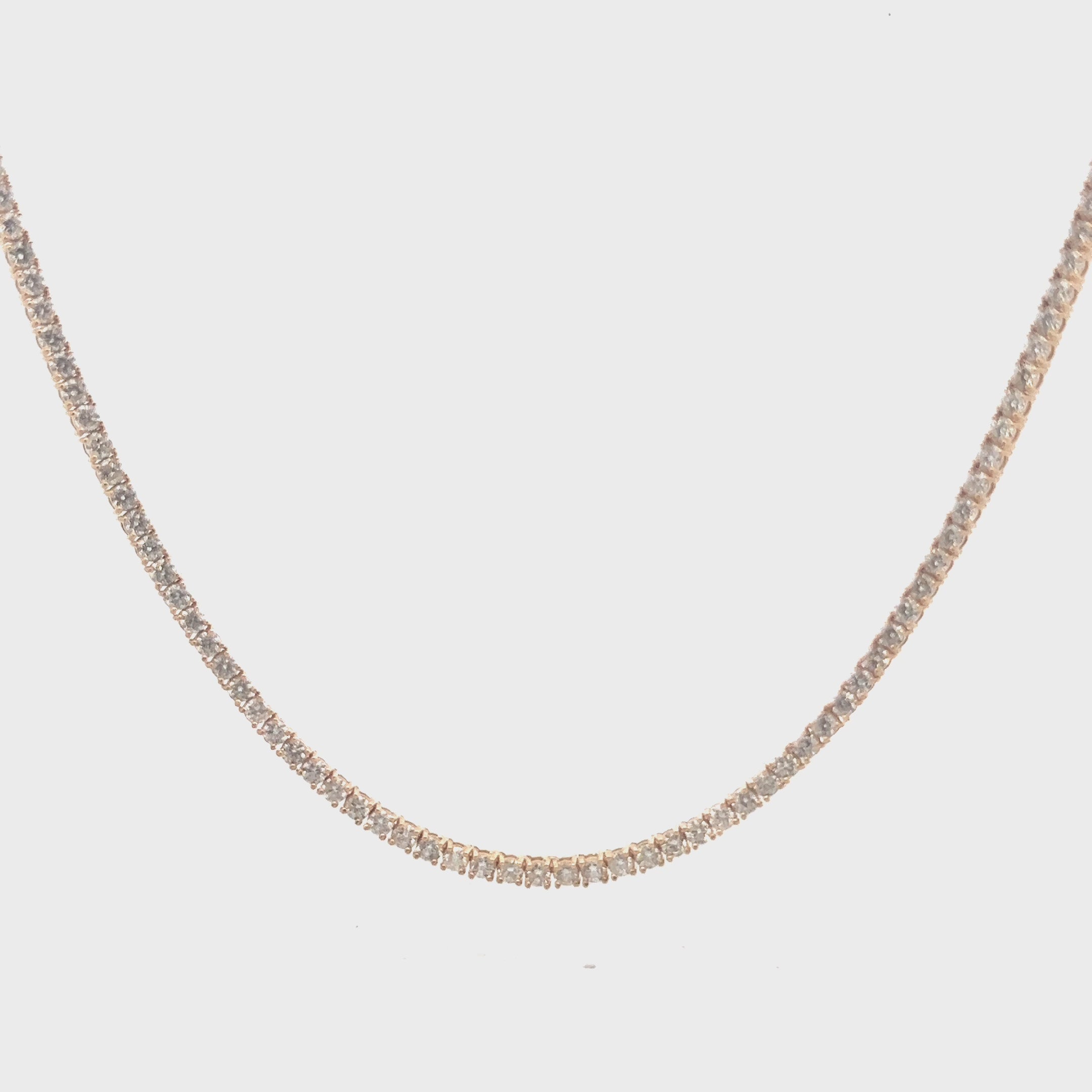 Showroom Collection Diamond Tennis Necklace (13.00 ct.) 3 mm 4-Prongs Setting in 14K Gold