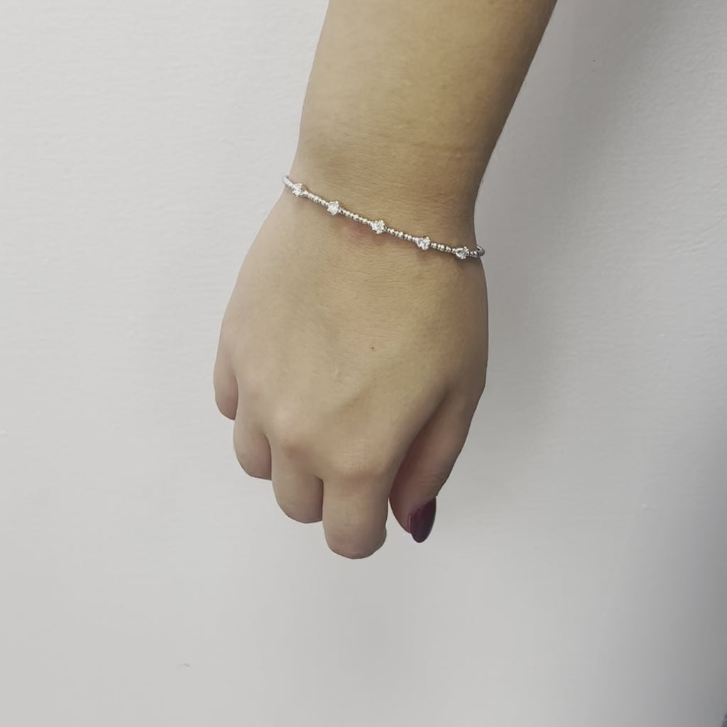 Round & Baguette Diamonds Heart Shape Tennis Bracelet (1.15 ct.) in 14K Gold